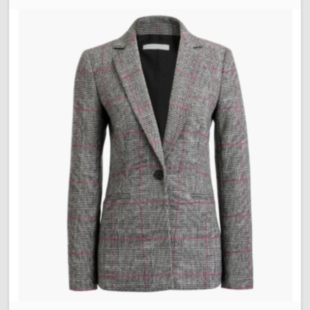 J. Crew Glen Plaid One Button Wool Blazer Jacket